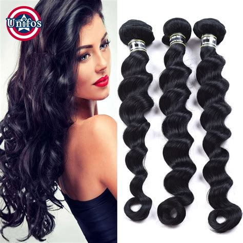 Jet Black Indian Hair Weave Bundles Loose Wave Pcs Percent Human