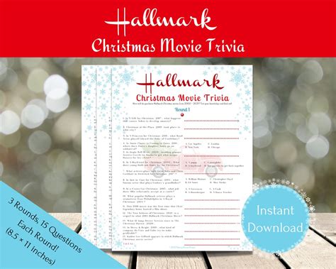 Hallmark Christmas Movie Trivia Game Hallmark Movie Watching Etsy