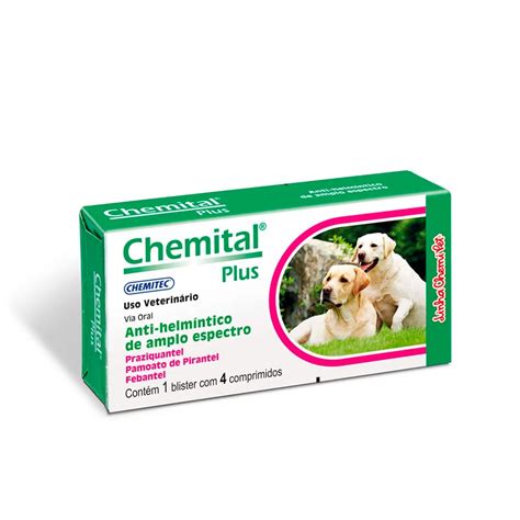 Vermifugo Chemital Plus para Cães Chemitec 4 comprimidos Pet Shop