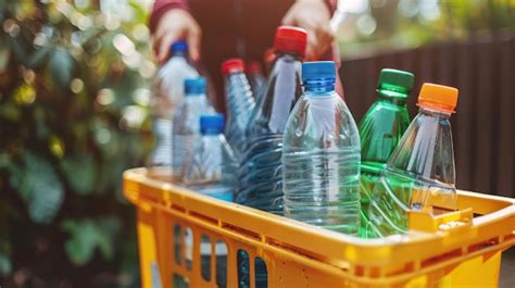 Una persona reciclando botellas de plástico en un contenedor de