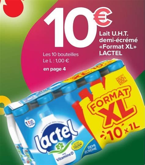 Promo Lait u h t demi écrémé format xl lactel chez Carrefour Market