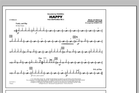 Happy From Despicable Me 2 Cymbals By Ishbah Cox Sheet Music For