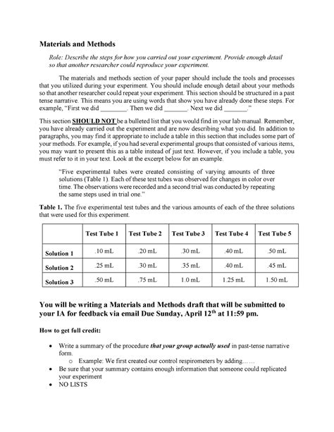 Materials and Methods Scientific Paper - Materials and Methods Role ...