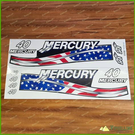 Mercury Elpto 40 50 60HP Outboard Motor USA Flag Patriotic Decals