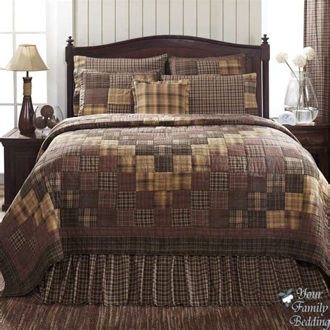 Country Rustic Brown Plaid Patchwork Twin Queen Cal King Size Quilt