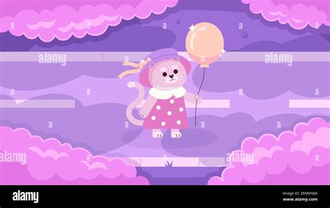 Kawaii Cat With Balloon Watching Clouds Cute Chill Lo Fi Wallpaper