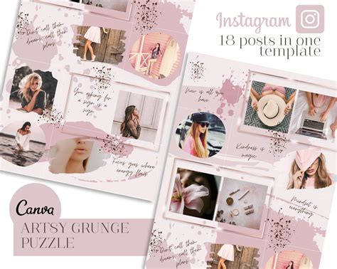 Templates Canva Instagram Template Instagram Puzzle Feed Canva Template