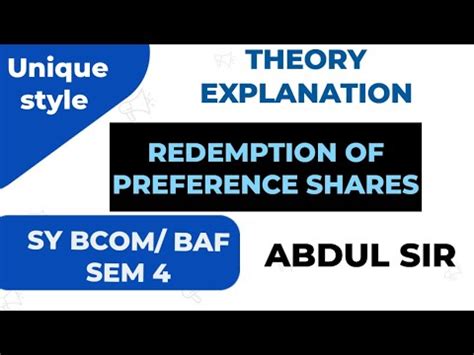 Redemption Of Preference Shares THOERY EXPLANATION IMPORTANT QUESTIONS