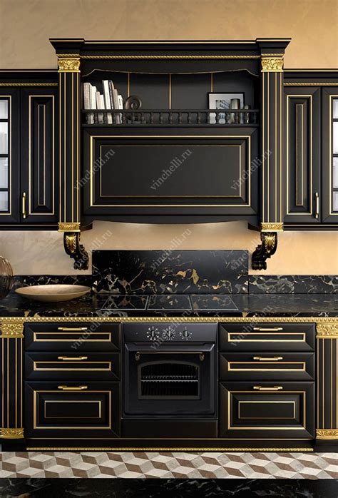 Кухня Dorato Nero черная из массива с островом от производителя – цена ...