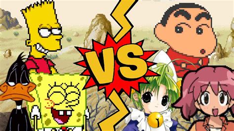 M U G E N Battles SpongeBob Daffy Duck Bart Simpson VS Natsumi Hinata