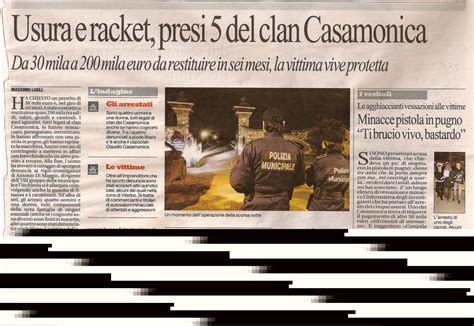 Liberainformazione Usura E Racket Presi 5 Del Clan Casamonica