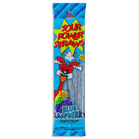 Sour Power Straws Blue Raspberry 175oz Candy Funhouse