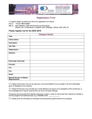 Fillable Online Printable Registration Form Elsevier Fax Email Print