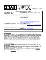 SLS 1101 Syllabus Fall 2020 Dr Moton Pdf FIRST YEAR EXPERIENCE