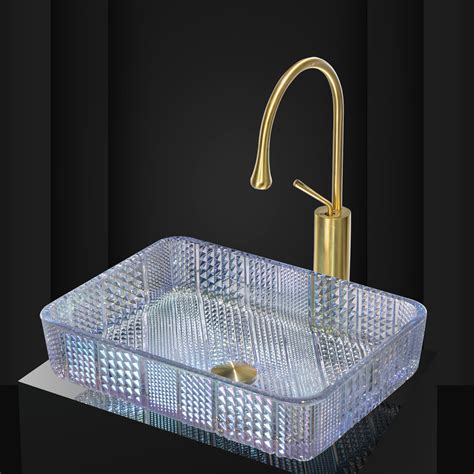 Crystal Glass Washbasin Bathroom Cabinet Basin Modern Simple Art