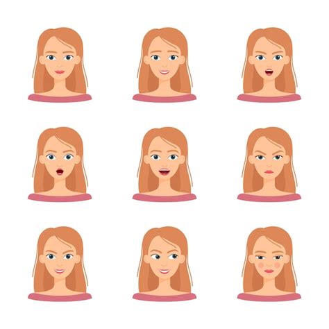 Ensemble D émotions De Belle Fille Blonde Ensemble De Différentes émotions Féminines