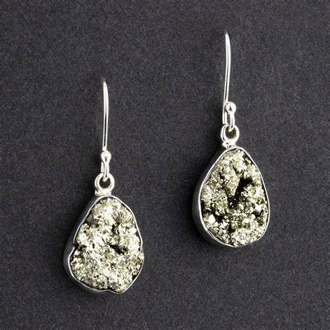 Pyrite Drop Earrings Reveka Rose