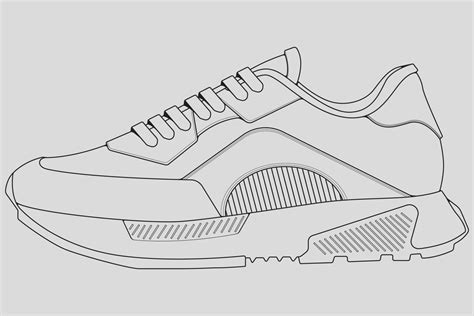 Shoes Sneaker Outline Drawing Vector Sneakers Drawn In A Sketch Style