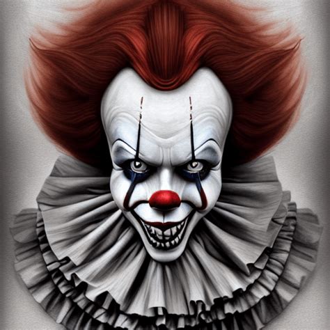 Retrato de fantasía hiperrealista del esqueleto de payaso de Pennywise