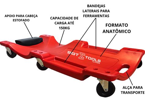 Carrinho Esteira Mecânico Até 150kg Encosto Estofado Sigma Tools Yamase