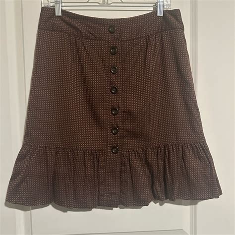 Anthropologie Skirts Anthropologie Odille Brown Button Down Ruffle