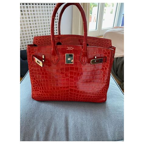 Herm S Hermes Birkin Cuirs Exotiques Rouge Ref Joli Closet