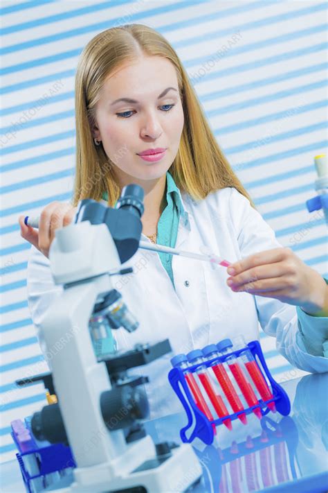 Lab Assistant Using Pipette Stock Image F013 2174 Science Photo