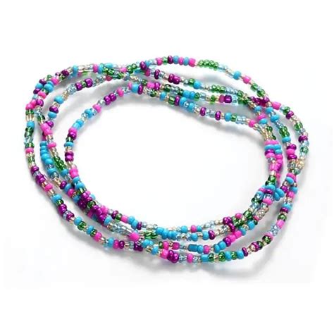 Hicarer Neon Elastic Waist Beads 6 Pieces Belly Beads Colorful Body