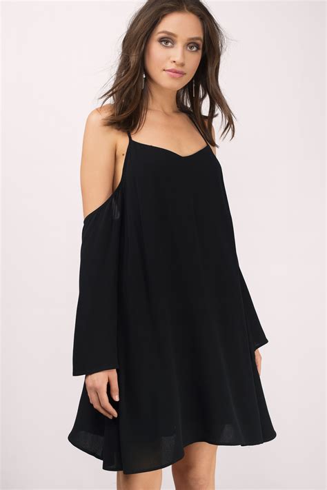 Sexy Black Shift Dress Cold Shoulder Dress Shift Dress 14 Tobi US