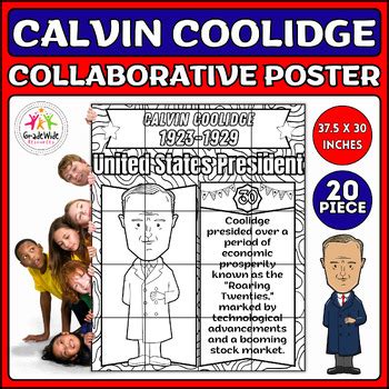 Calvin Coolidge Collaborative Coloring Poster Bulletin Board