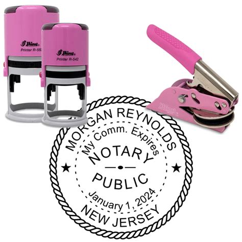 New Jersey Notary Pink Round Design Seal Simply Stamps