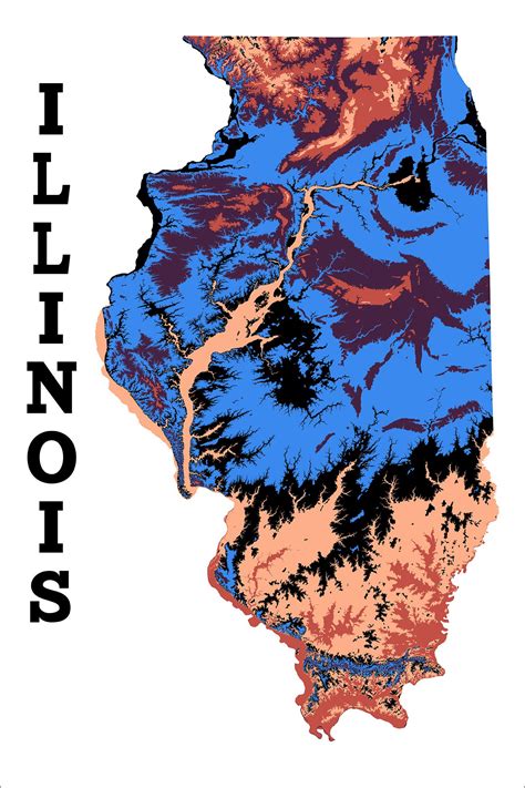 Illinois Topography Every 100 Feet Artistic Interpretation 5