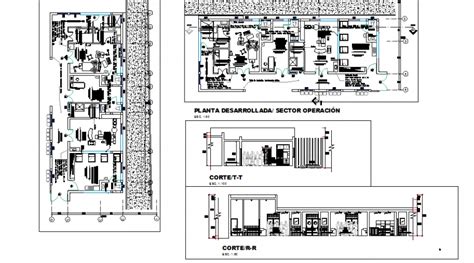 Hospital departments floor plan and sectional details dwg file - Cadbull