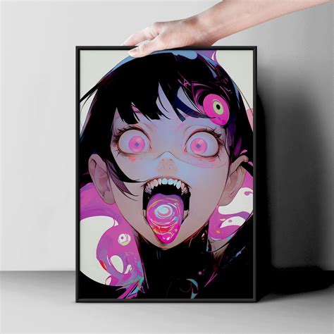 Creepy Anime Girl Fine Art Print Spooky Anime Wall Decor - Etsy