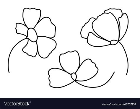 One Line Design Silhouette Of Flowers Royalty Free Vector