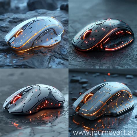 Futuristic PC Mouse with Holographic Display and Biometric Scanning | JourneyArt