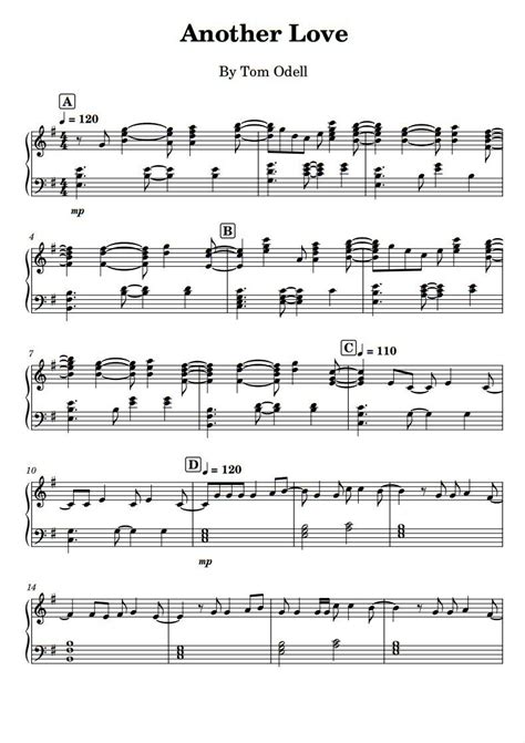 Tom Odell Another Love Piano Sheet Music Pdf Etsy Australia