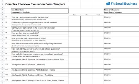 Interview Scorecard Template Excel