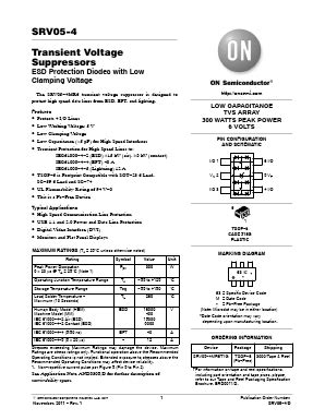 SRV05-4 Datasheet PDF , ON Semiconductor : Transient Voltage Suppressors