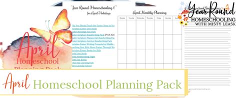 April Homeschool Planning Pack Year Round Homeschooling