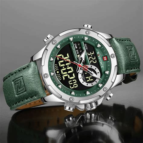 Naviforce Mens Analog Digital Watch Green Vivid Nuance South