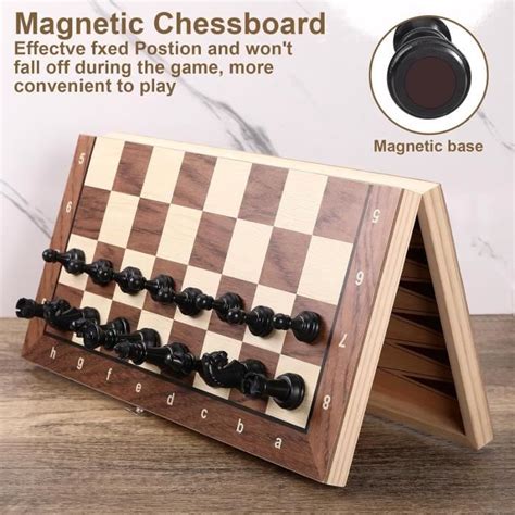 Jeu D échecs 3 en 1 Echiquier Magnetique Jeu de Dames Echecs Pliable