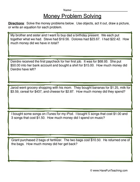 Counting Coins Word Problems Worksheet By Teach Simple