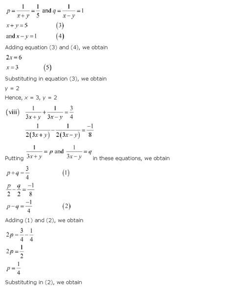 Pair Of Linear Equations In Variables Class Maths Ncert Solutions