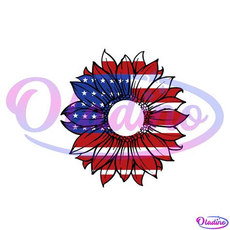 American Flag Sunflower 4th Of July SVG PNG Digital File