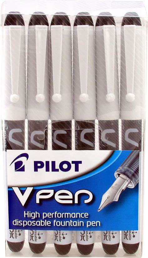 Pilot V Pen Disposable Fountain Pen Black Pack Of 6 Uk