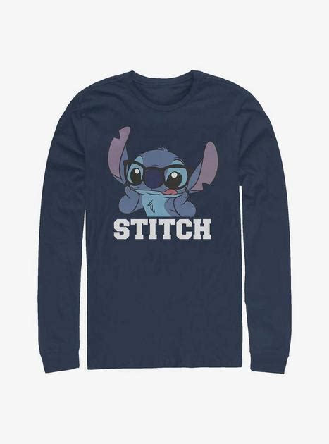 Disney Lilo And Stitch Tongue Out Long Sleeve T Shirt Blue Hot Topic