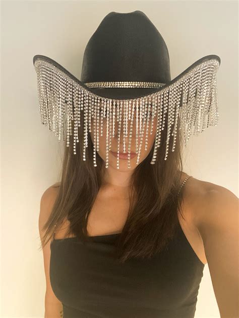 Rhinestone Fringe Cowboy Hat Space Cowgirl Hat Rhinestone Etsy