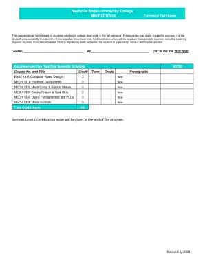 Fillable Online Ww2 Nscc Nashville State Community College Mechatronics