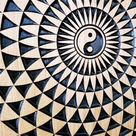 Yin Yang Wall Art Geometric Wall Decor Wood Carved Mandala Etsy